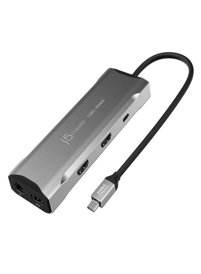 j5create USB C 4K Triple Display Hub - 4K HDMI x2, 4K DP, 2 USB-A and USB-C 10Gbps, PD 100W, Ethernet, SD 4.0 Card Reader | for XPS, Surface Pro (JCD397) - Image 1