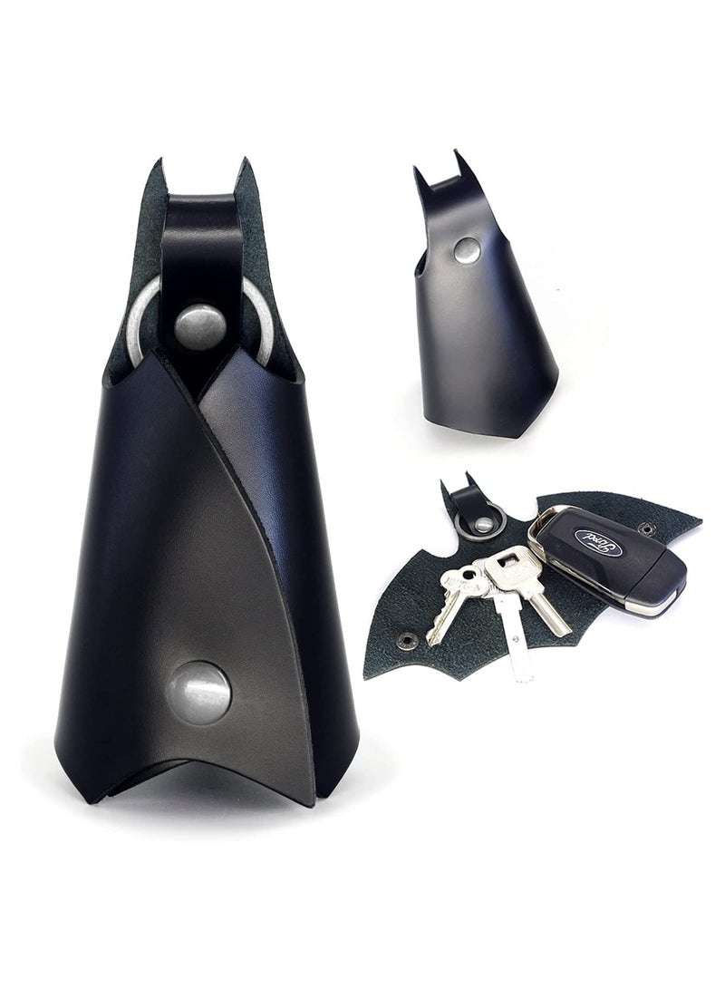 SYOSI KeyChain Leather Bat for men and women Car key fob case,Leather pop keys ring cover holder,intended for bmw man key chain - Image 1