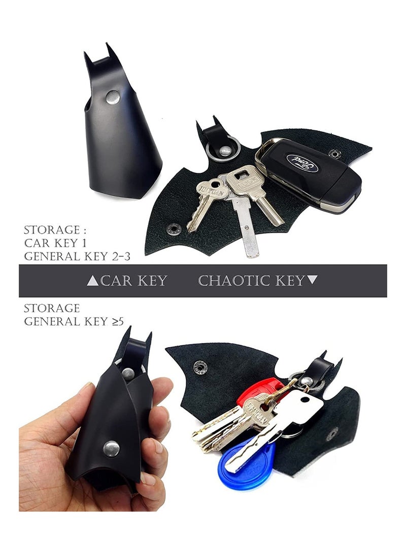 SYOSI KeyChain Leather Bat for men and women Car key fob case,Leather pop keys ring cover holder,intended for bmw man key chain - Image 2