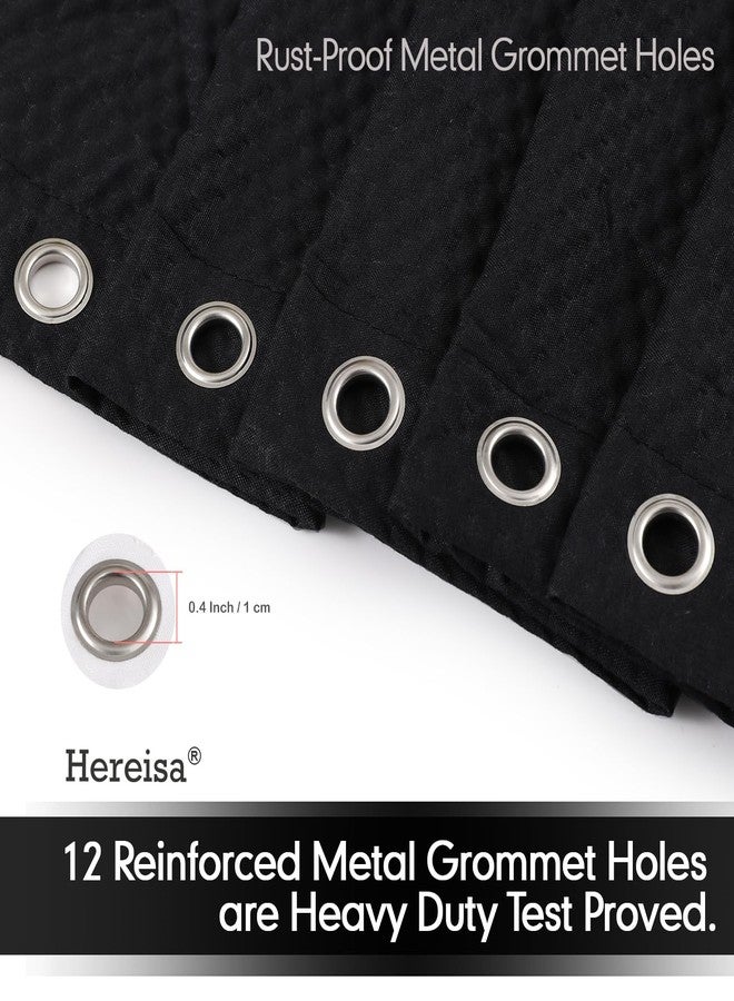 Hereisa Waffle Weave Shower Curtain, Black Fabric Bath Curtain with 12 Reinforced Metal Grommets & 2 Magnets, 85 GSM Heavyweight, 72x72 Inches - Image 4