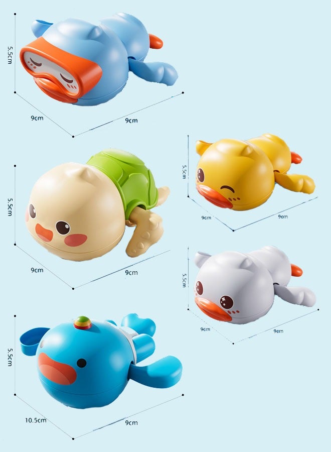 Bath Toys,5pcs Cute Baby Bath Toys Set, Bathroom Baby Toys Include Turtle, White Duck, Diving Duck, Yellow Duck, Whale,Design For Toddlers Infants Boys Girls - Image 2