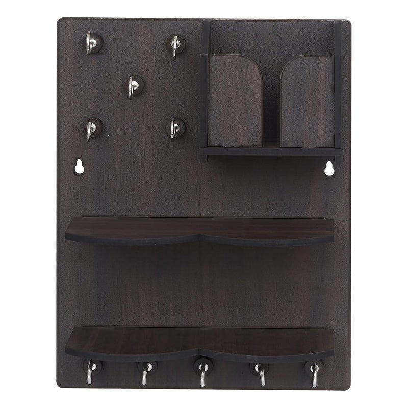 Webelkart Webelkart Premium Key Chain Hanging BoardWall Hanging Key Holder with Mobile Charging Stand 115 Inches 10 Hooks Wood - Image 3