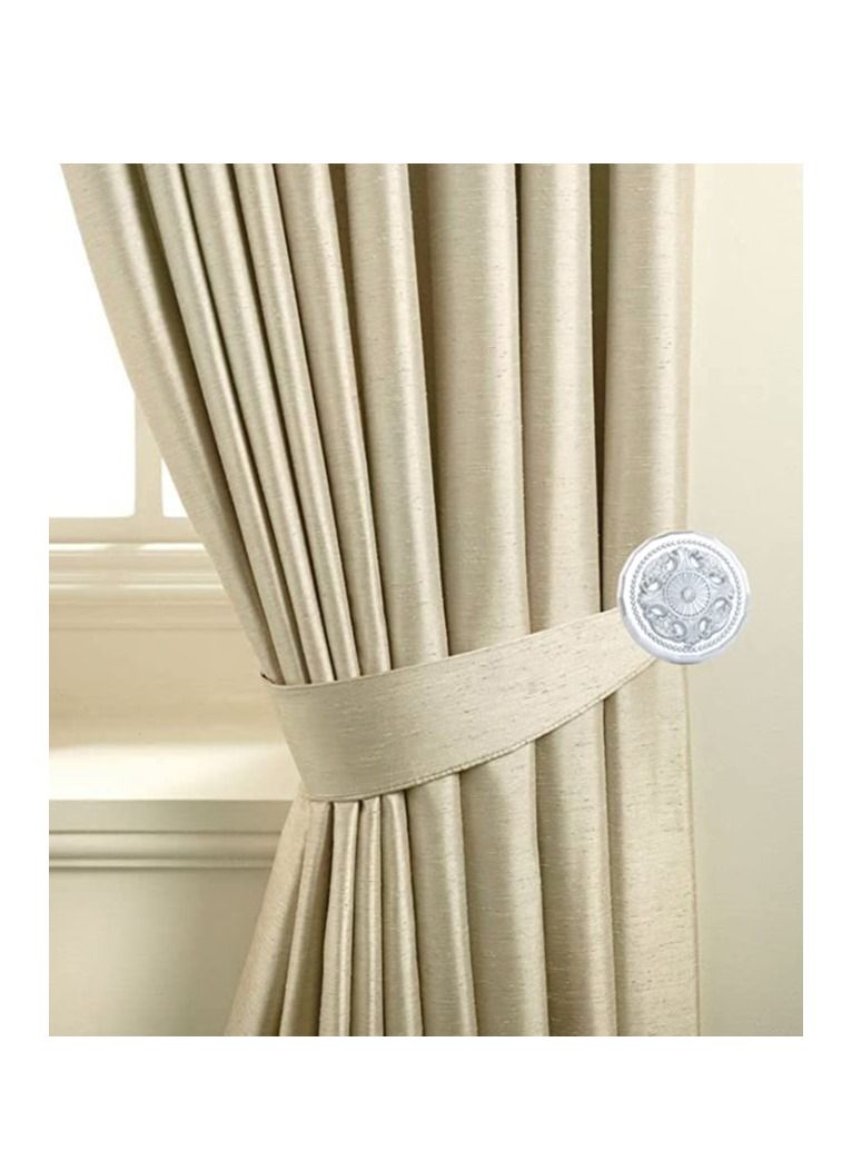 IDT 1 Pair Curtain Holdbacks Window Tie Backs Holders For Bedroom Wall Office Decor Home Sheer Blackout Drapes Blind Curtains Decorations Accessories Buckle Hooks Silver Colour - Image 1