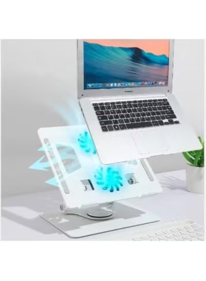 Aluminum Rotating Laptop Stand 360° with Cooling Fans – Adjustable Riser for 11-17" Laptops, Lightweight & Practical - Image 2