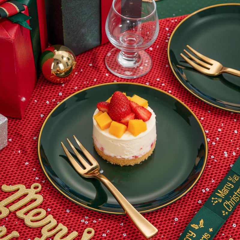 Festiva 200Pcs Green Dessert Plates 6.3" with Plastic Forks 5"- Small Disposable Plates- Dessert/Cake/Appetizer Plastic Plates include 100Plates 100Forks for Birthday Party&St.Patrick's Day& Easter - Image 4