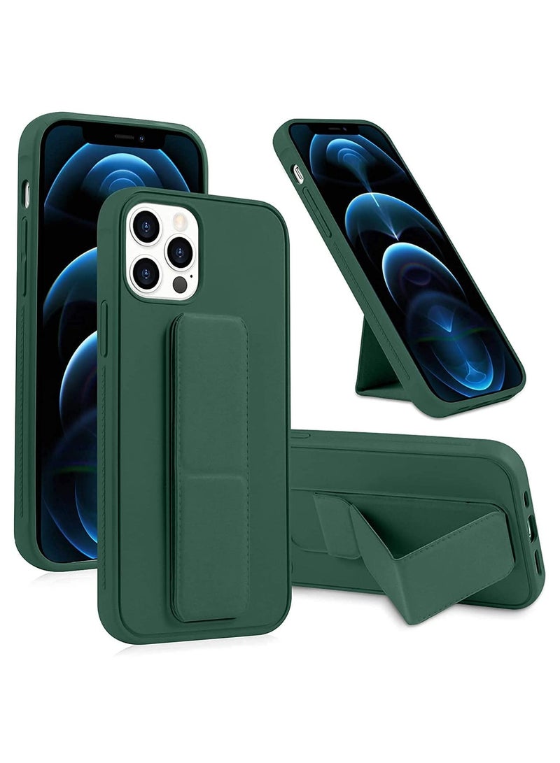 BORTONY iPhone 15 Pro Case 6.1 Inch with Magnetic Stand Holder Premium Silicone Vertical and Horizontal Hand Strap Grip Multi Stand Car Mount Kickstand Case Finger Strap Cover - Image 1