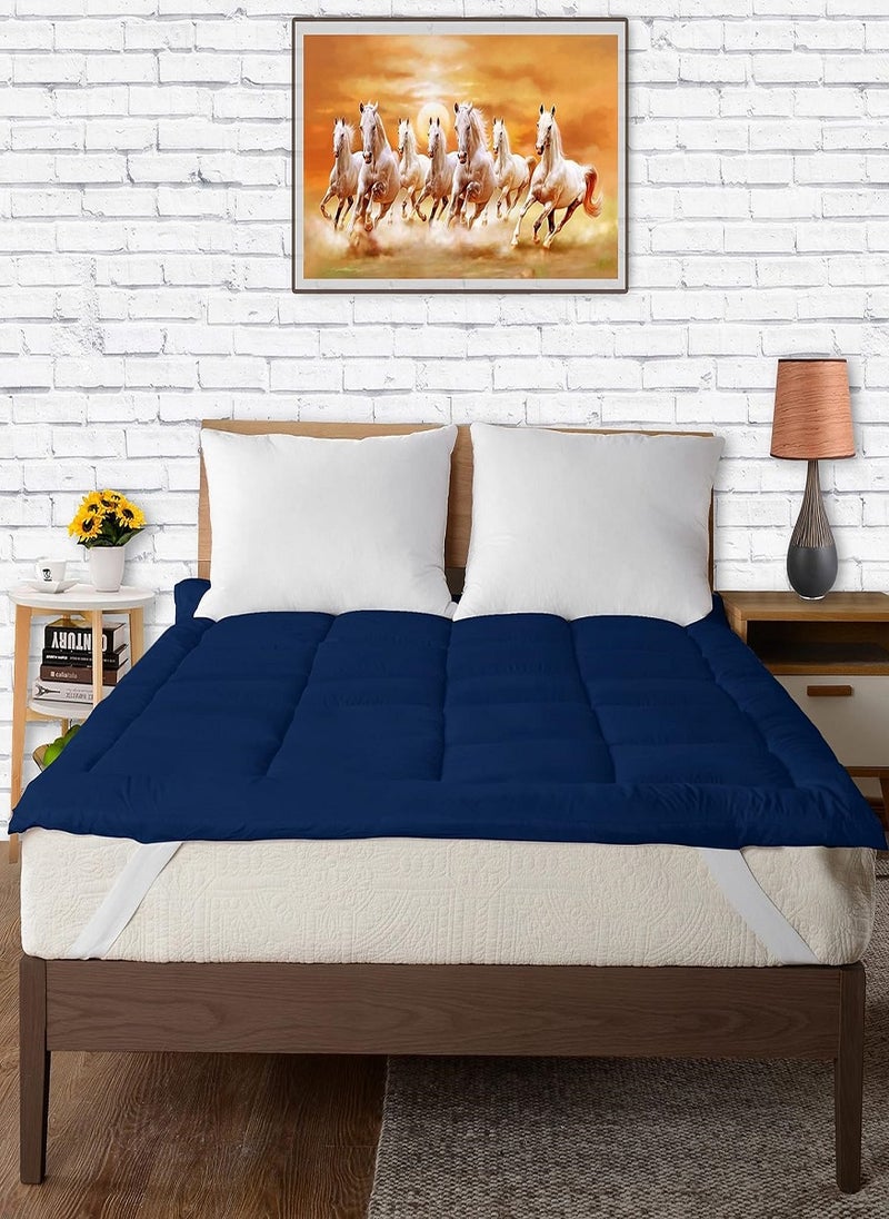 Box Stiched Cotton Mattress Topper 4 Corner Elastic 10cm Thickness 160x200cm