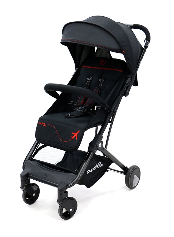 asalvo Baby Stroller Travel+, Black Red - Image 1