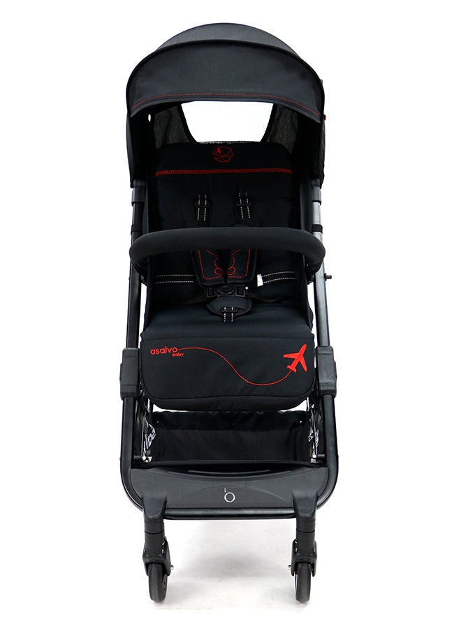 asalvo Baby Stroller Travel+, Black Red - Image 3