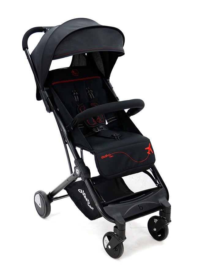 asalvo Baby Stroller Travel+, Black Red - Image 2