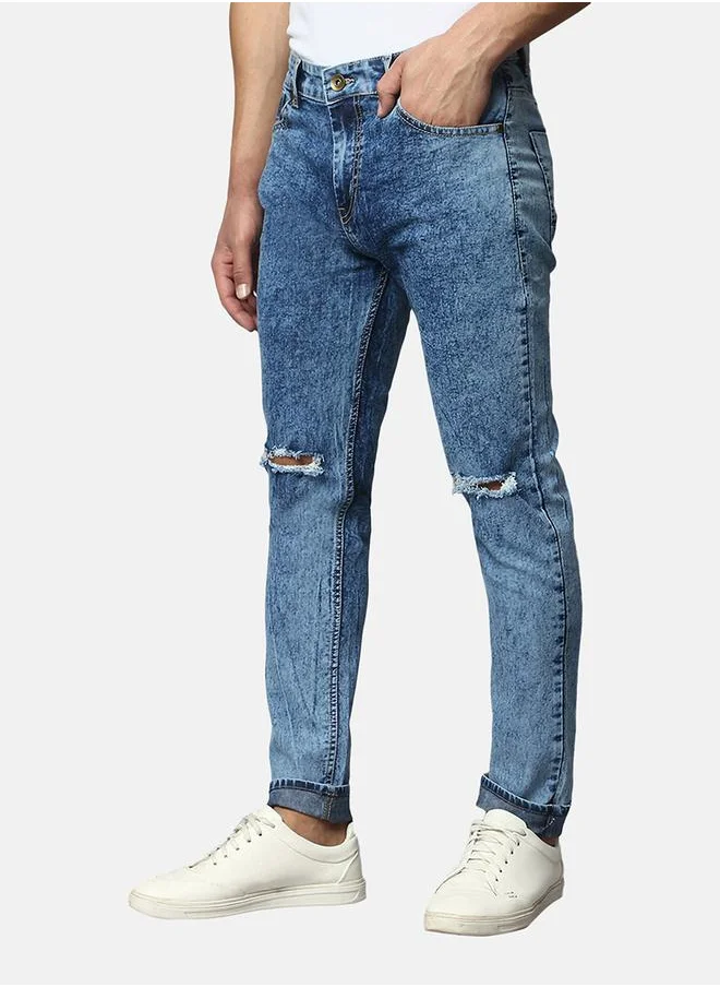 Dennis Lingo Distressed Slim Fit Stretchable Jeans by Styli