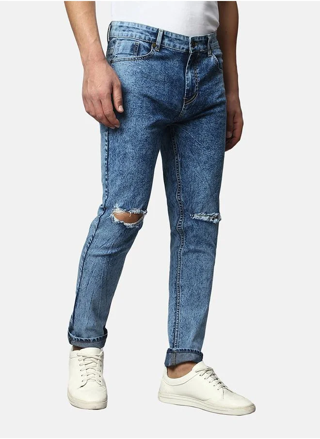 Dennis Lingo Distressed Slim Fit Stretchable Jeans by Styli