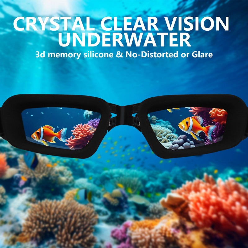 Airoads Shortsighted Swim Goggles Nearsighted Swimming Goggles Leakproof Anti Fog Swimming Goggles for Adult Men Women Youth(-6, Black) - Image 4
