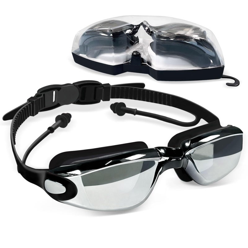 Airoads Shortsighted Swim Goggles Nearsighted Swimming Goggles Leakproof Anti Fog Swimming Goggles for Adult Men Women Youth(-6, Black) - Image 1