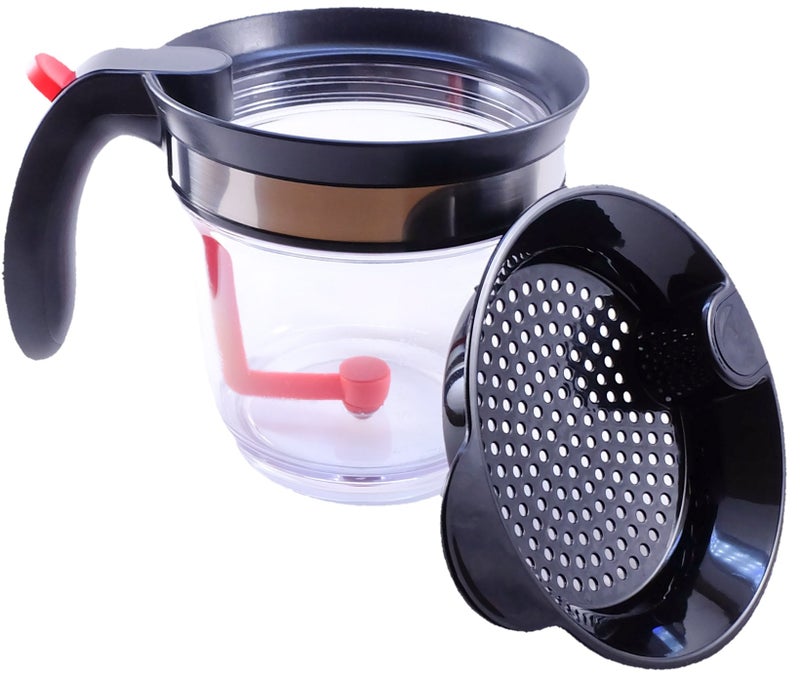 TIYOORTA TIYOORTA Fat Separator and Gravy Oil Separator 4 Cup Capacity Heat Resistant Body with Strainer and Bottom Release  Measuring Lines for Cooking 