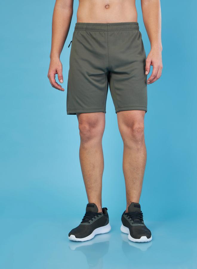 تكنوسبورت شورت تكنوسبورت سادة بخصر متوسط مع رباط - Image 3