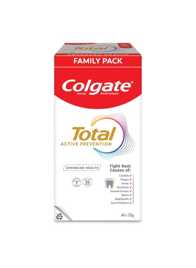 كولجيت معجون أسنان كولجيت توتال أدفانسد هيلث المضاد للجراثيم، 480 غرام، معجون أسنان بحماية من الجراثيم تدوم 12 ساعة، صحة الفم الكاملة (عرض العبوة المشتركة) - Image 2