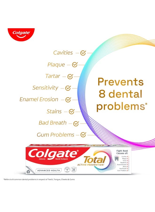 كولجيت معجون أسنان كولجيت توتال أدفانسد هيلث المضاد للجراثيم، 480 غرام، معجون أسنان بحماية من الجراثيم تدوم 12 ساعة، صحة الفم الكاملة (عرض العبوة المشتركة) - Image 4