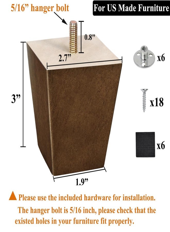 AORYVIC Wood Furniture Legs 3 inch Sofa Legs Pack of 6 Mid-Century Modern Replacement Couch Legs for Sectional, Dresser, Recliner, Nightstand, Ottoman, Cabinet - Image 2