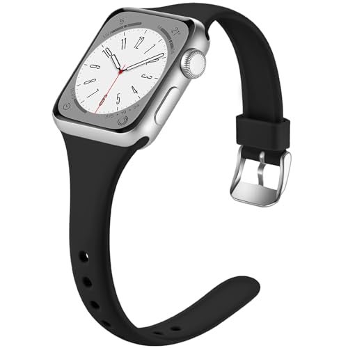Laffav Compatible with Apple Watch Bands for Women 40mm 38mm 41mm 44mm 42mm 45mm 46mm 49mm, Soft Silicone Narrow Slim Thin Sport Replacement Strap for iWatch Bands Series 11 10 9 8 7 6 5 4 3 SE3/2/1 - Image 1