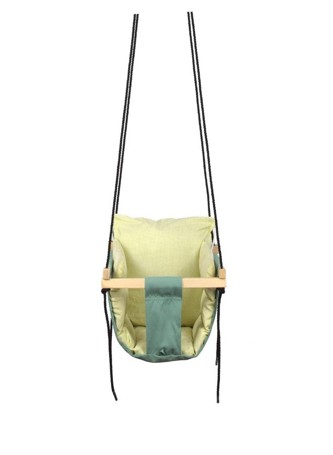 Sprointal® Swing for Kids | Wooden jhula for Kids | jhula for Baby | Baby Swing Hanging Indoor Outdoor | Baby Garden Swing with 2 Pillows (6 Months to 4 Years) (Up to 20 kg) (Green, Yellow) - Image 1