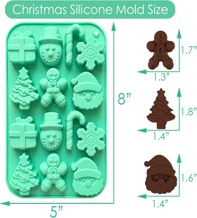 EASHOPBAL 3 Pcs Christmas Chocolate Molds Silicone, Christmas Silicone Molds with Candy Bags for Gummy Candy Resin Soap Wax Melts Ice Cube Jelly - Image 3