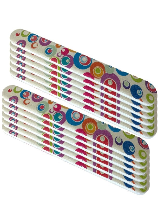 ALAZCO Set of 12 Dual-Sided Nail File Emery Board Heavy Medium Grit Cushioned Washable Easy Grip Comfortable Filing Smoothing Finishing Nails 6.5” Travel TSA Approved (Retro Circles) - Image 1