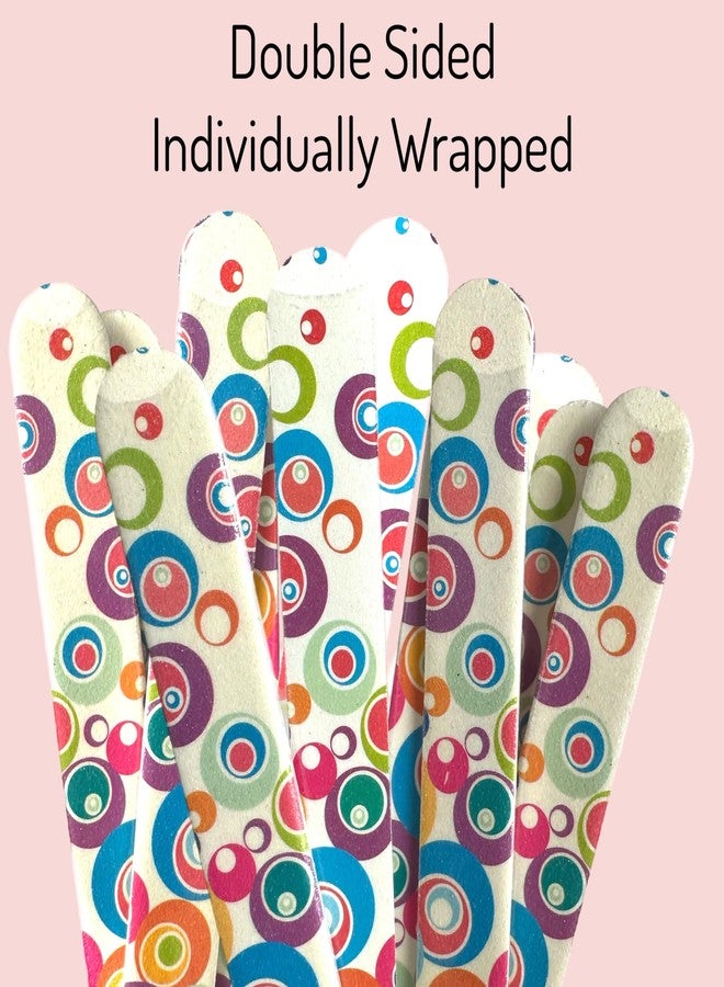 ALAZCO Set of 12 Dual-Sided Nail File Emery Board Heavy Medium Grit Cushioned Washable Easy Grip Comfortable Filing Smoothing Finishing Nails 6.5” Travel TSA Approved (Retro Circles) - Image 4