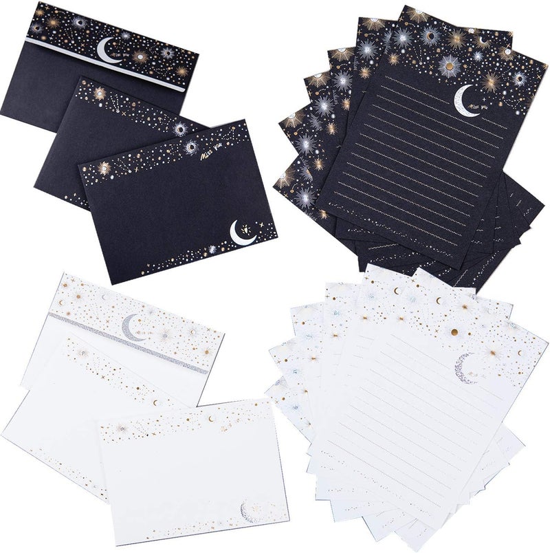 XIAOHONG 36pcs Starry sky letter writing stationary paper and envelopes set literary love letter highend bronzing invitation creative small fresh Japanesestyle Stationery Set Letter Writing Paper - Image 1
