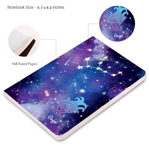 AccuPrints A5 Premium Soft Bound Notebook Size 5.8 * 8.25 inches Diary for Girls and Women (144 Ruled Pages with planner, 80 GSM) (Virgo zodiac signs) - Image 4
