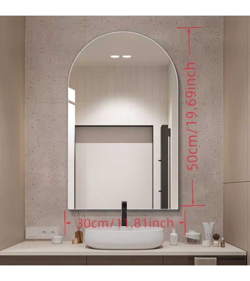 A High Definition Acrylic Mirror Scratch Resistant Bathroom Mirror Arched Design Vanity Makeup Mirror Wardrobe Dressing Mirror Self Adhesive HD Lightweight 30 X 50 Gx - Image 4