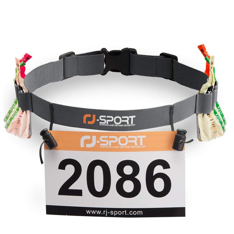 RJ-Sport Race Number Belt - Triathlon Race Belt BIB Holder with 6 Energy Gel Loops for Triathalon, Marathon, Running and Cycling - Image 1