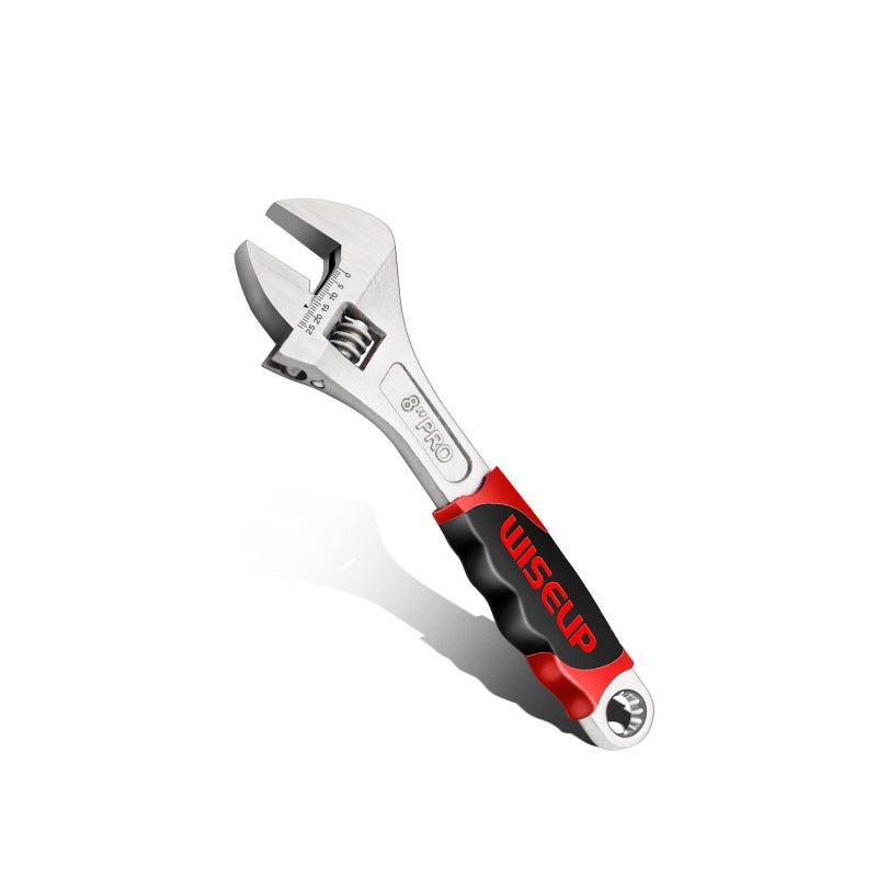 WISEUP Adjustable Wrench 8 Inch Professional CrV Forged With AntiSlip Grip Wrenches Set Small Crescent Style Hand tools