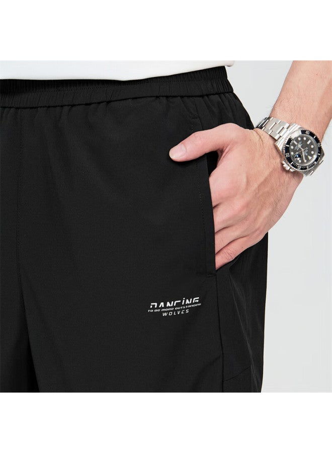 Dancing Wolves Breathable Mesh Comfortable Versatile Elastic Casual Cropped Pants 001 Black L - Image 4