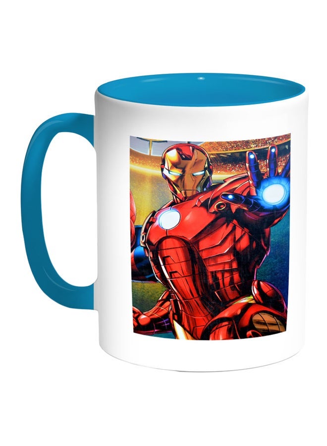 RYN Iron Man Printed Coffee Mug Blue/White/Red 11ounce
