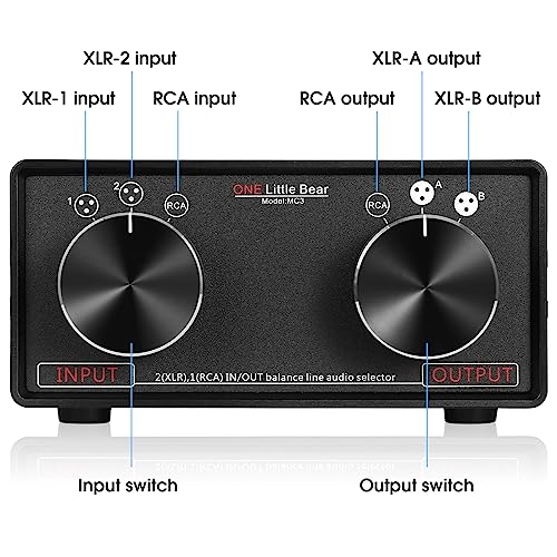 Nobsound Little Bear MC3 3-IN-3-OUT XLR Balanced/RCA Stereo Converter Audio Selector Splitter Box Passive Preamp XLR to RCA Audio Switch (XLR & RCA) - Image 3