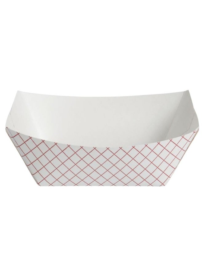 ICE N COLD Medium Paper Food Boat (5lb, 50ct) Disposable Red & White Checkered Paper Food Trays Dimensions 9.5" x 7.5" x 1.25" | Made in USA - Image 1