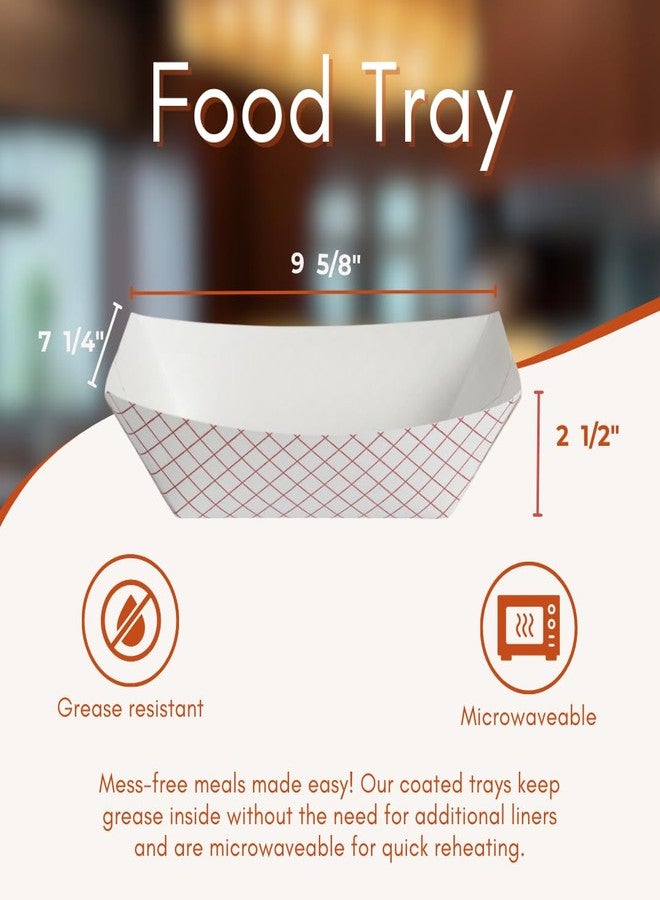 ICE N COLD Medium Paper Food Boat (5lb, 50ct) Disposable Red & White Checkered Paper Food Trays Dimensions 9.5" x 7.5" x 1.25" | Made in USA - Image 3