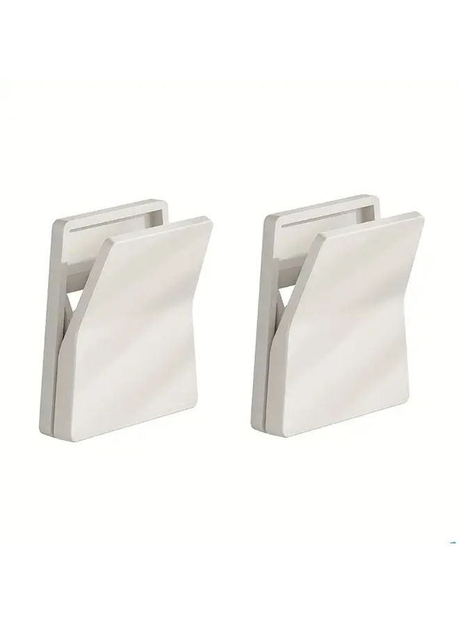 قطعتان حامل رف حائط أبيض لاصق بدون حفر مع مصاصة منظم تخزين - Image 1