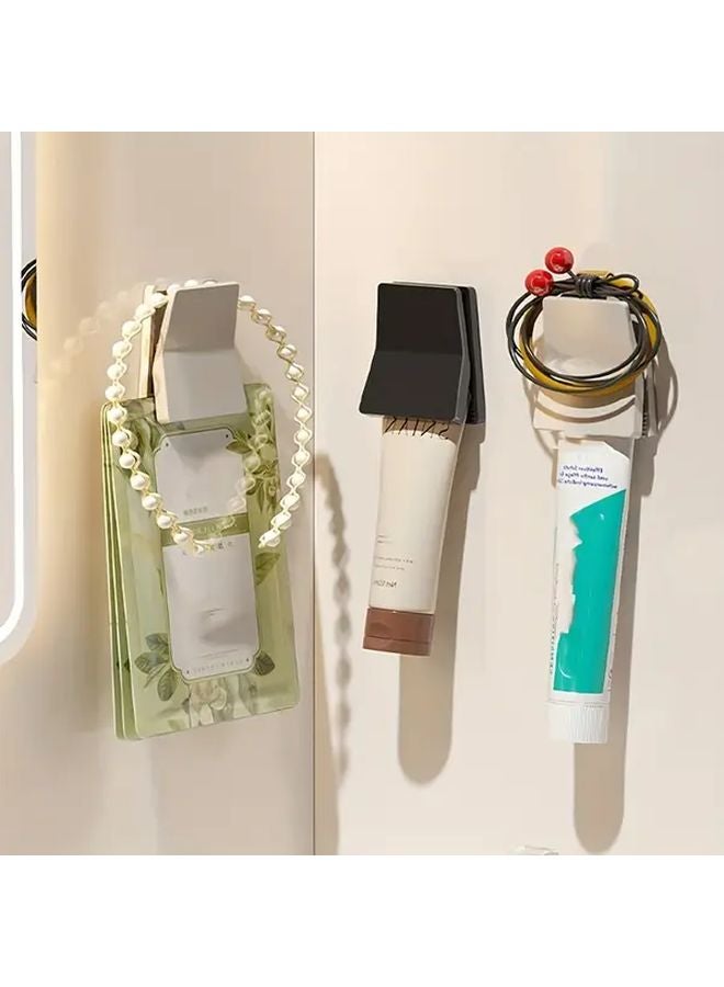 قطعتان حامل رف حائط أبيض لاصق بدون حفر مع مصاصة منظم تخزين - Image 3