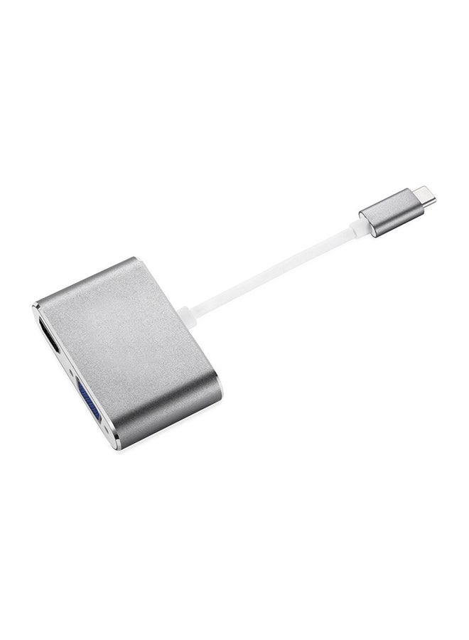 محول من USB- C إلى HDMI Vga، محول 2 في 1 من USB 3.1 Type C إلى Vga HDMI 4K Uhd رمادي