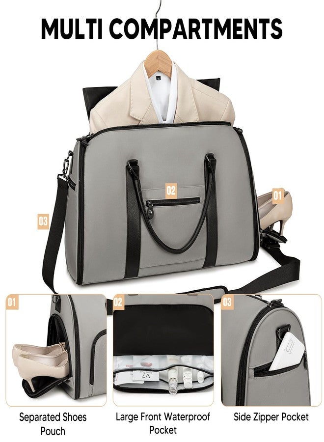 Vessgra Garment Bag for Airplane Travel, Carry On Garment Duffle Bags for Women, 2 in 1 Travel Suit Bag with Shoes Compartment Carry on Bag Hanging Garment Bag Travel with Shoulder Strap,Grey - Image 3