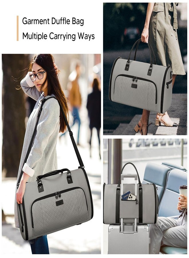 Vessgra Garment Bag for Airplane Travel, Carry On Garment Duffle Bags for Women, 2 in 1 Travel Suit Bag with Shoes Compartment Carry on Bag Hanging Garment Bag Travel with Shoulder Strap,Grey - Image 5