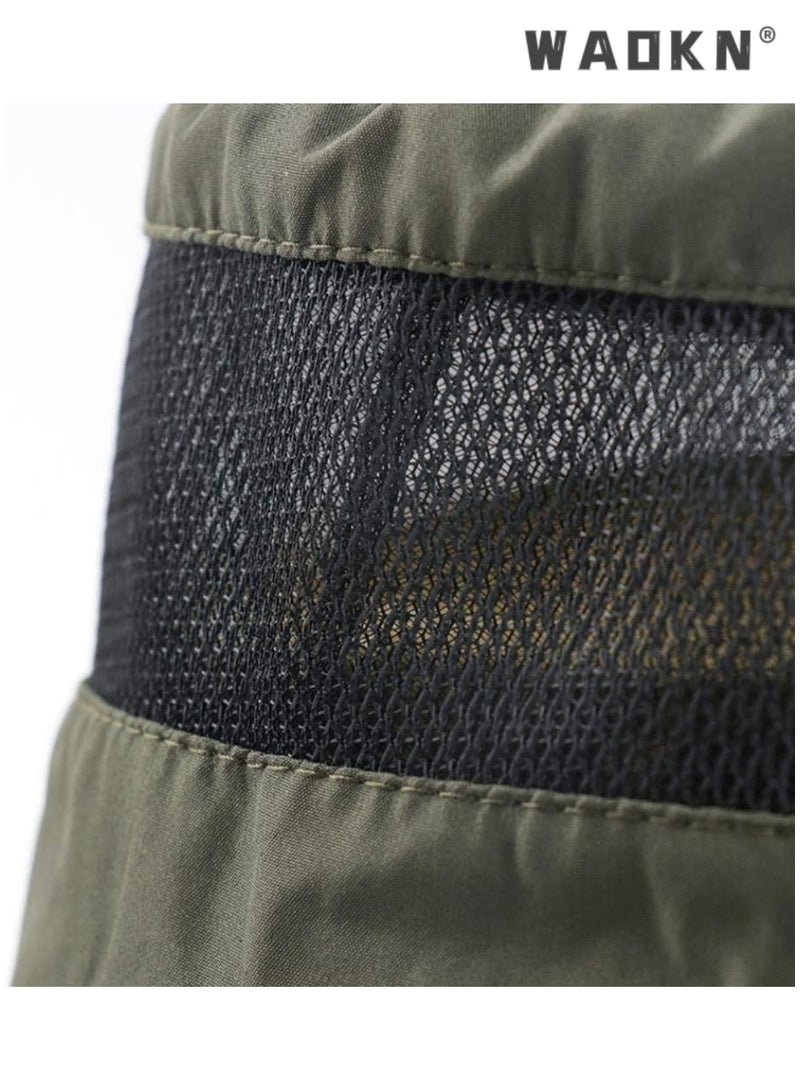 WAOKN Unisex Summer Outdoor Wide Brim Sun Hats UV Protection Foldable Breathable Waterproof Quick Dry Adjustable Chin Strap Men Womens Fishing Hats Mesh（Green） - Image 2