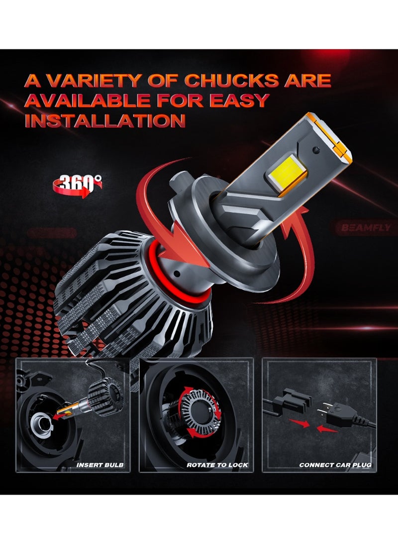 GPNE Upgraded LED Headlight Bulbs H7 H11 H4 6000K 150W 14500LM Super Bright Car Bulb for Night Driving Desert Use Plug and Play Cooling Fan (Pack of 2) - Image 5