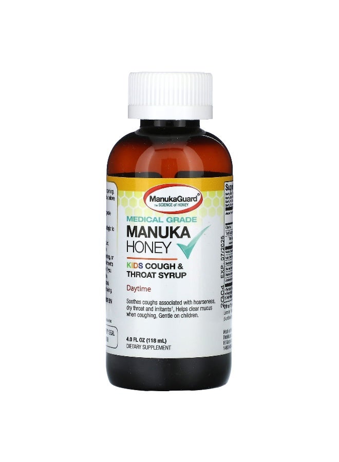 ManukaGuard ManukaGuard, Manuka Honey, Kids Cough & Throat Syrup, Daytime, Honey Lemon, 4 fl oz (118 ml) - Image 3