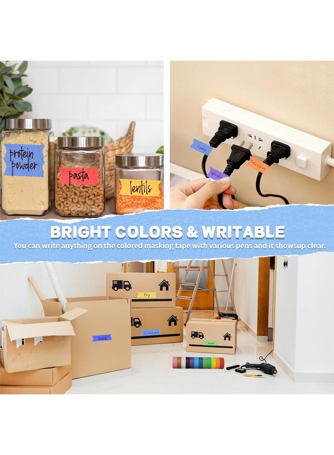 12PCS Colored Masking Tape, Kids Art Supplies Colored Tape, DIY Craft Tape, Colored Tape Rolls, Colored Painters Tap - Image 4