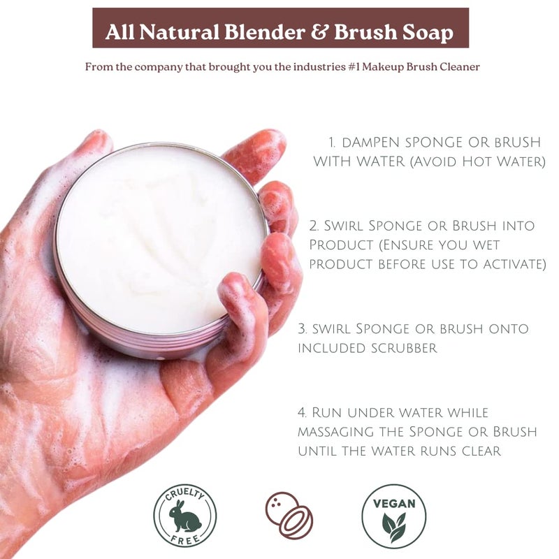 CINEMA SECRETS All Natural Vegan Brush Soap & Blender Bundle, coconut oil based, scrubber included. - Image 5