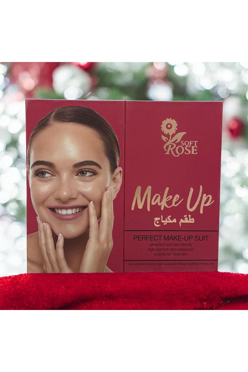 سوفت روز طقم مكياج شامل مقاوم للماء وطويل الأمد – مجموعة تجميل متكاملة للوجه، العيون والشفاه بتركيبة لطيفة على البشرة - Image 1