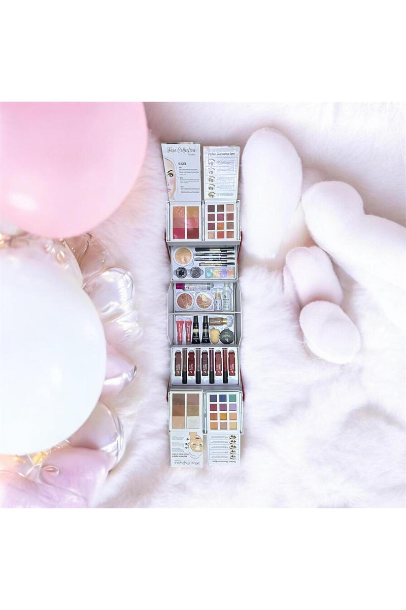 سوفت روز طقم مكياج شامل مقاوم للماء وطويل الأمد – مجموعة تجميل متكاملة للوجه، العيون والشفاه بتركيبة لطيفة على البشرة - Image 2